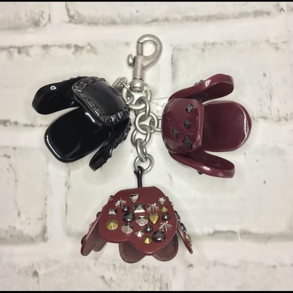 **SOLD**COACH Tea Rose Studded Bag Charm - Picture 5 of 8